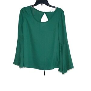 Fantastic Fawn emerald bell sleeve blouse top Small